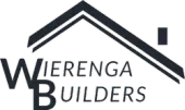 Logo for Wierenga Builders, featuring the letters W and B under a stylized house roof outline in dark gray.