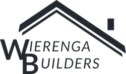 Logo for Wierenga Builders, featuring the letters W and B under a stylized house roof outline in dark gray.
