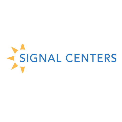 A logo for signal centers with a sun in the middle.