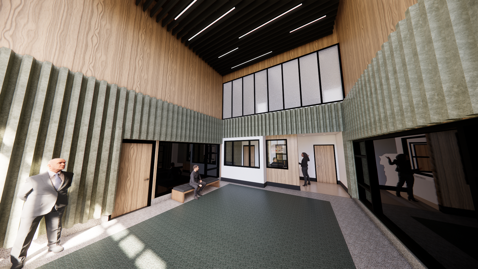 An artist 's impression of the interior of a building.