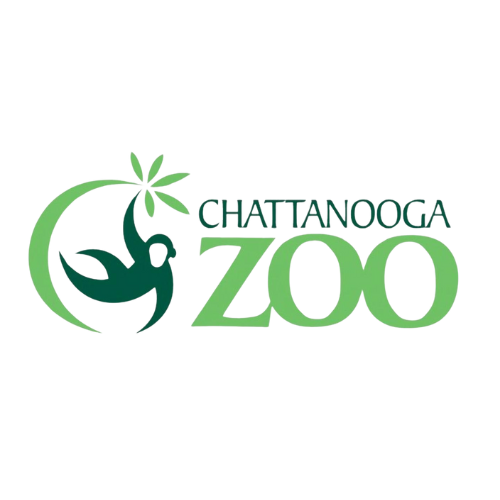 A logo for the chattanooga zoo with a monkey and a flower