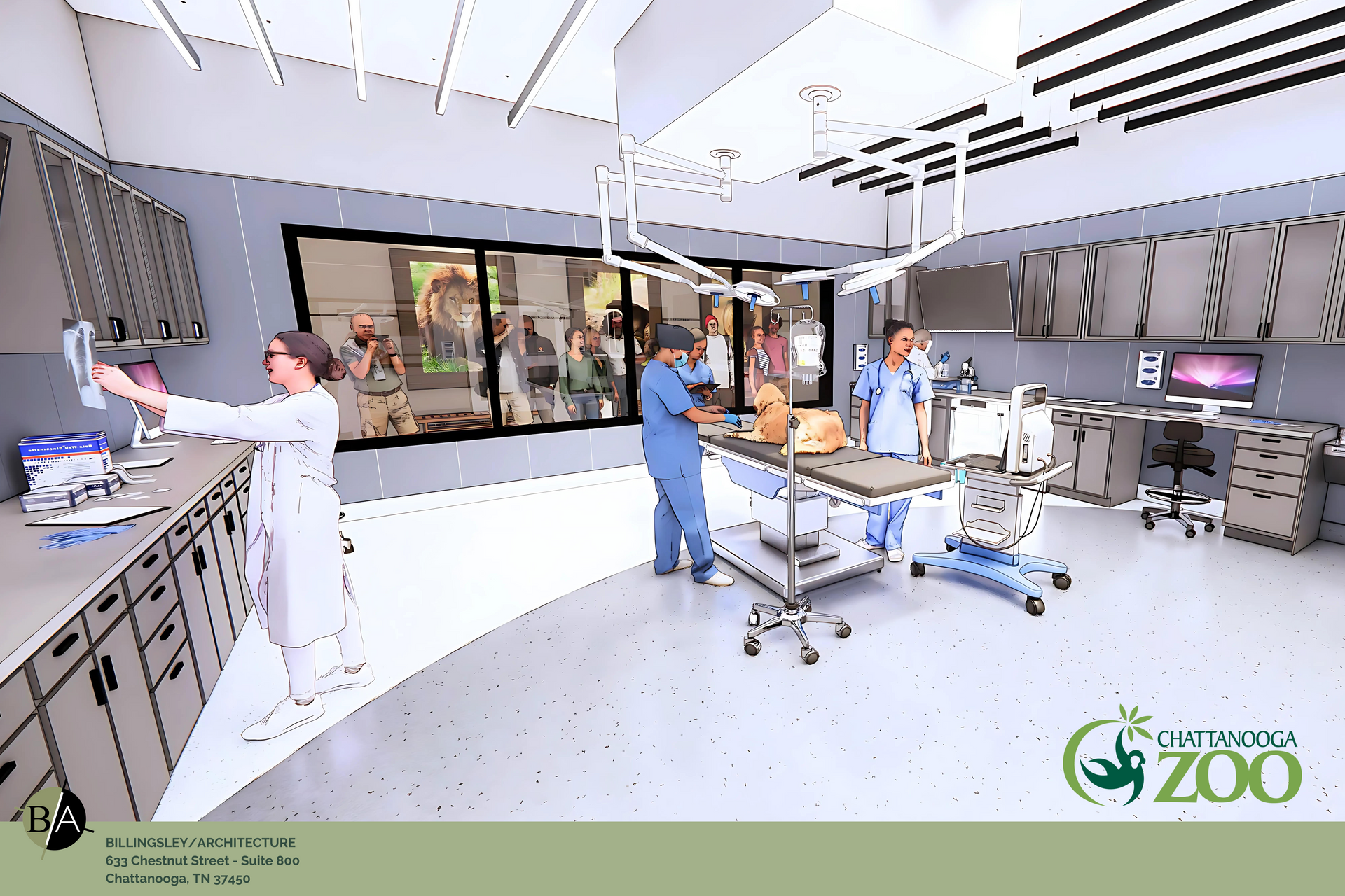 An artist 's impression of a surgical room at the zoo