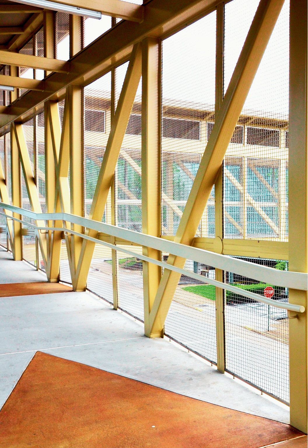 A bridge with a lot of windows and a railing