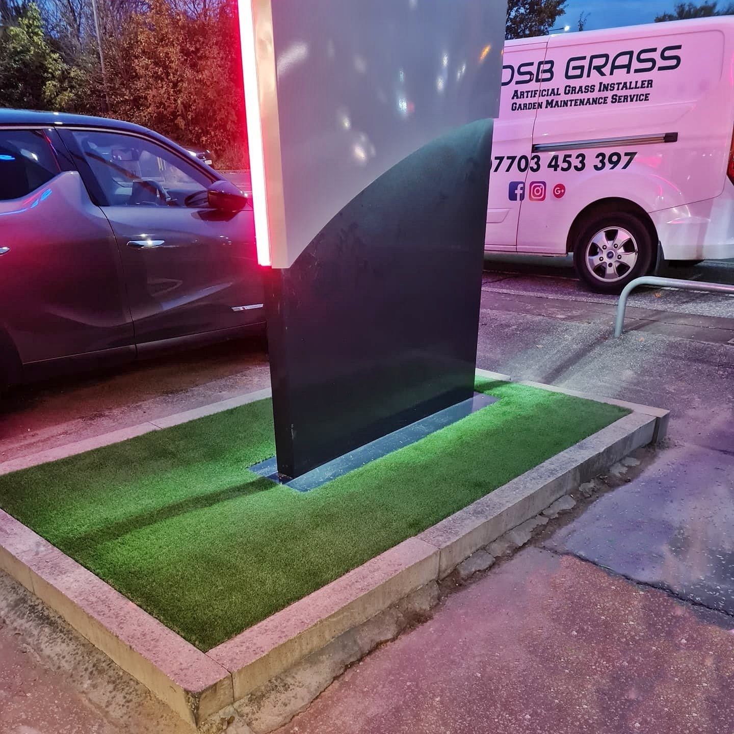 Artificial grass used on a commercial premises in the Felixstowe area