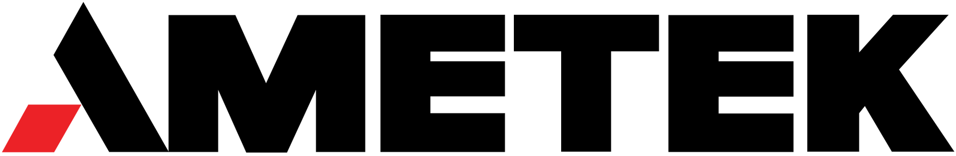 AMETEK logo: black block letters with red accent on the letter A.