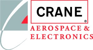 Crane Aerospace & Electronics logo: Red bordered box with 