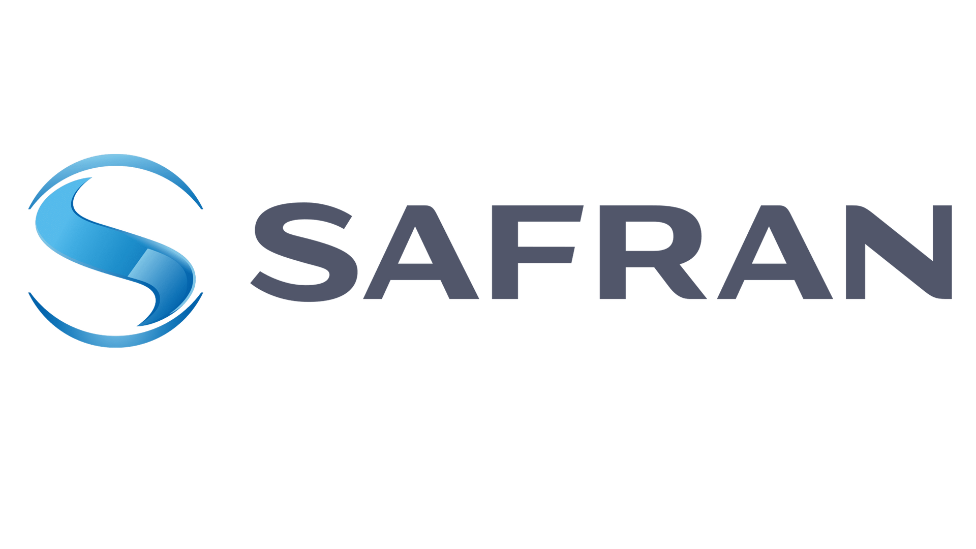 Safran logo: Blue, stylized 