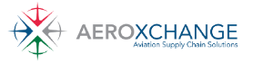 Logo for AeroXchange, featuring a compass-like graphic with arrows in red, green, blue and gray.