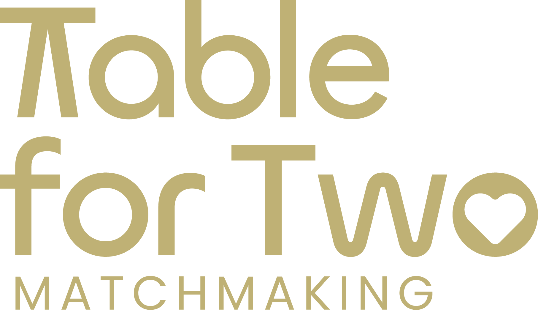 Tan-gold Table for Two Matchmaking logo on a white background