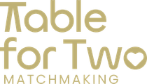 Tan-gold Table for Two Matchmaking logo on a white background