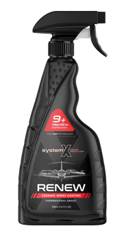 Black spray bottle of System X Renew ceramic spray coating for cars.