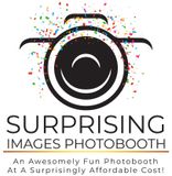 Surprising Images Photobooth logo with camera icon and colorful confetti