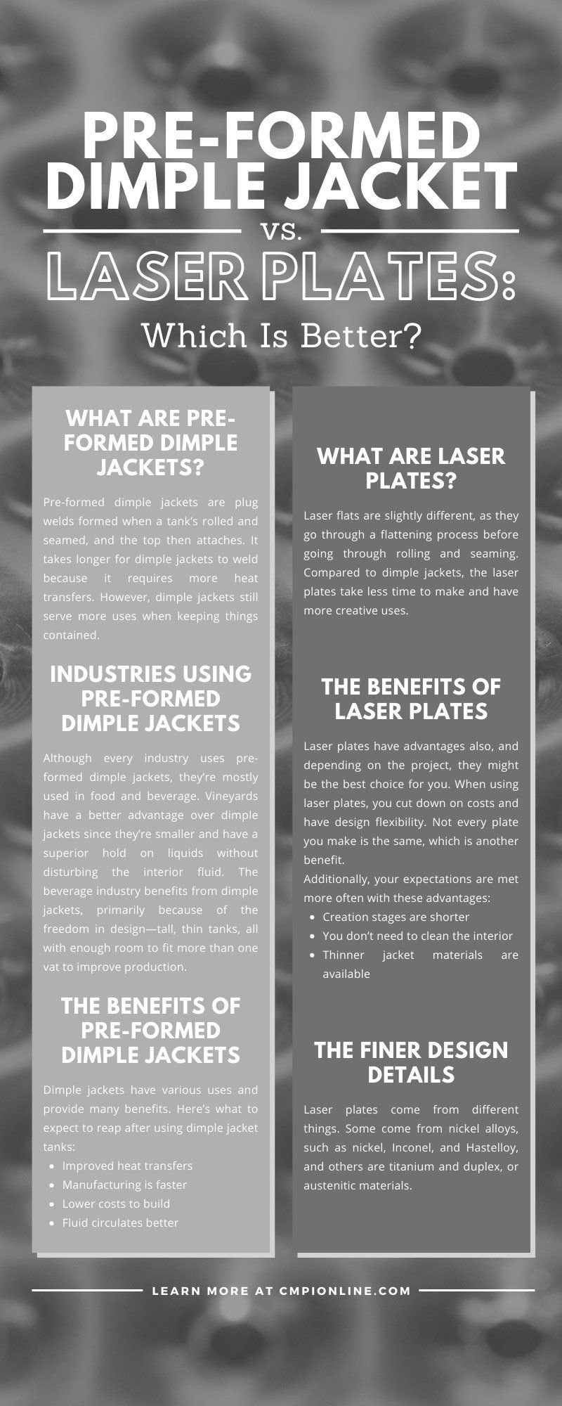 Pre-Formed Dimple Jacket vs. Laser Plates: Which Is Better?