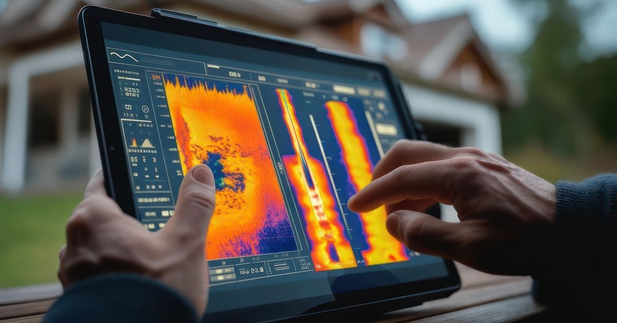 An engineer is analyzing thermal heat map data on a digital interface to evaluate heat transfer and 