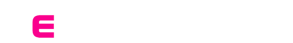 A pink letter e is floating in the air on a white background.