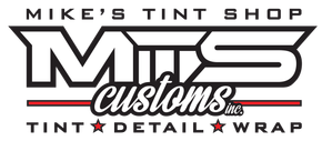 Logo for Mike's Tint Shop, featuring
