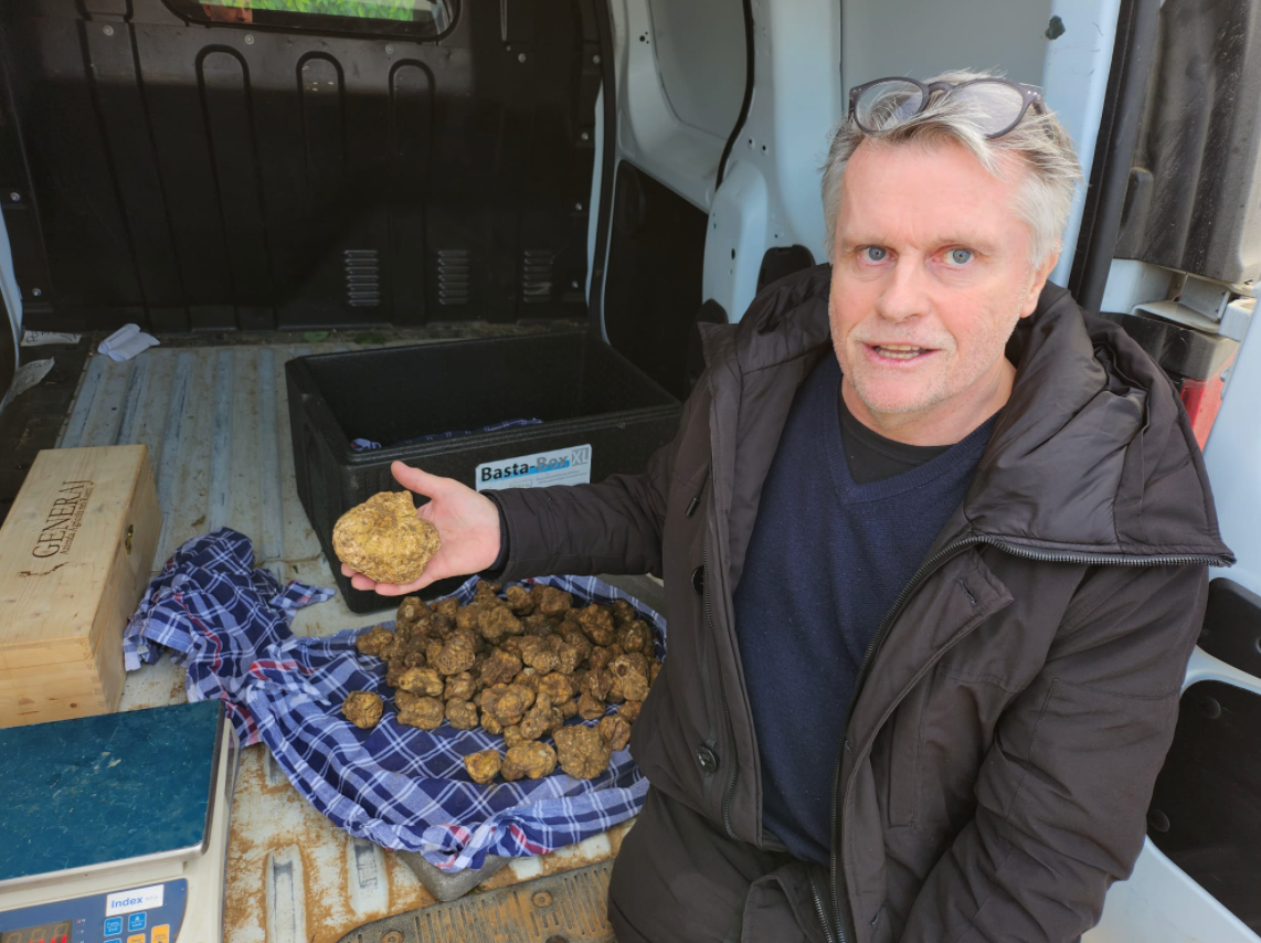 Piero harvests Alba white truffles