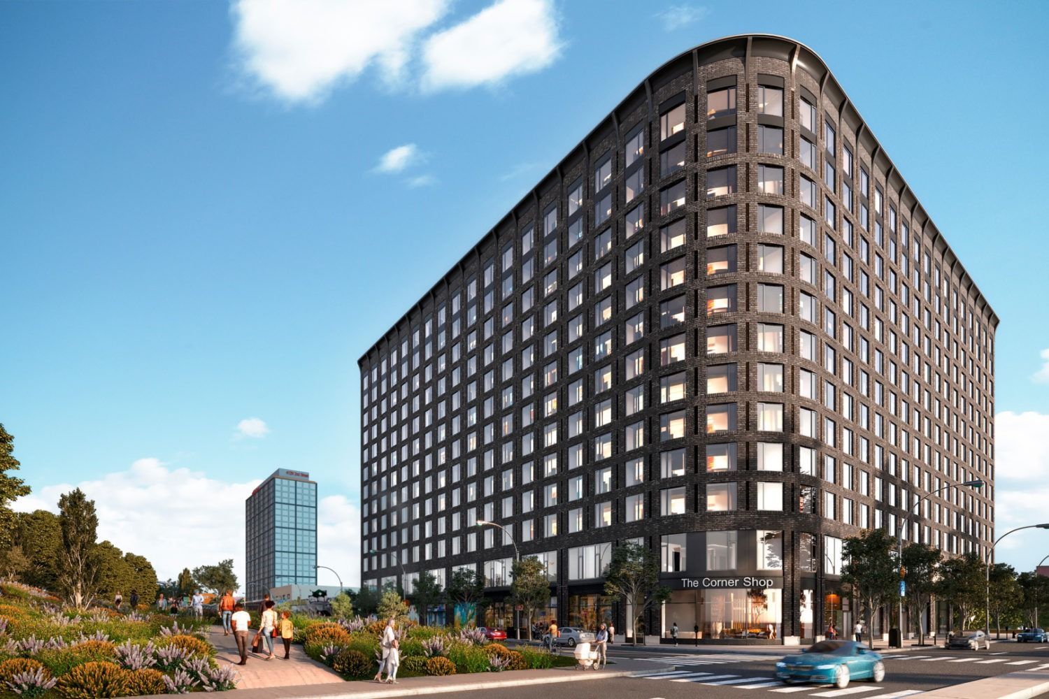 an artist 's impression of a large building with a lot of windows .