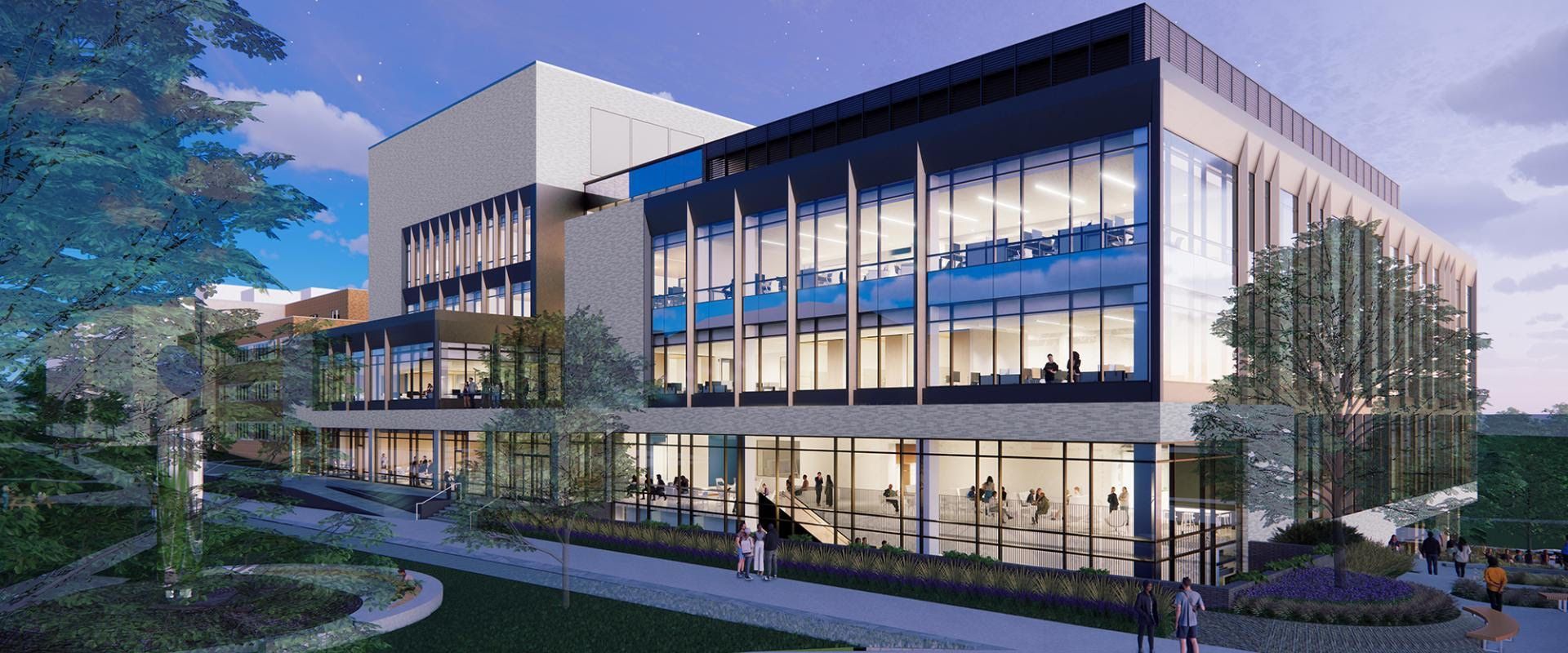 A large building with the word hack on it