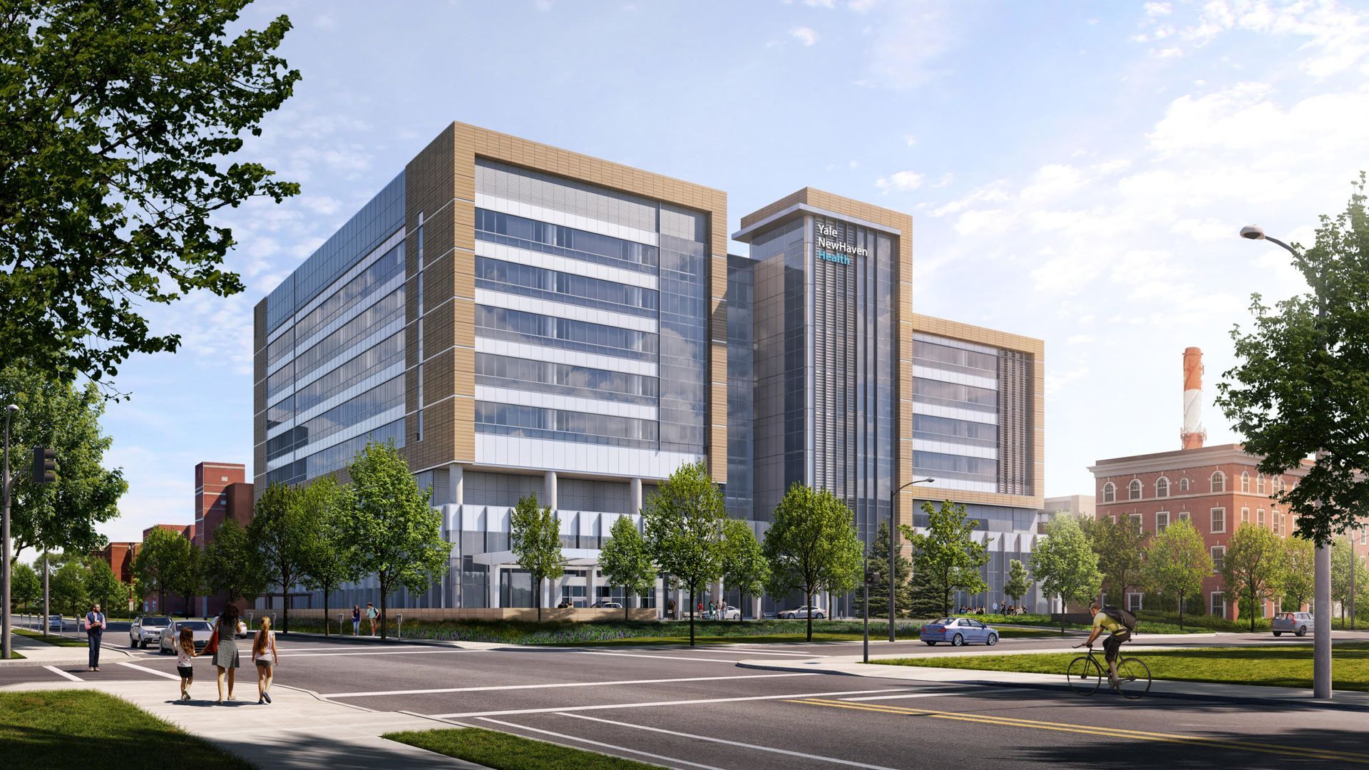 An artist 's impression of a large building with a lot of windows.