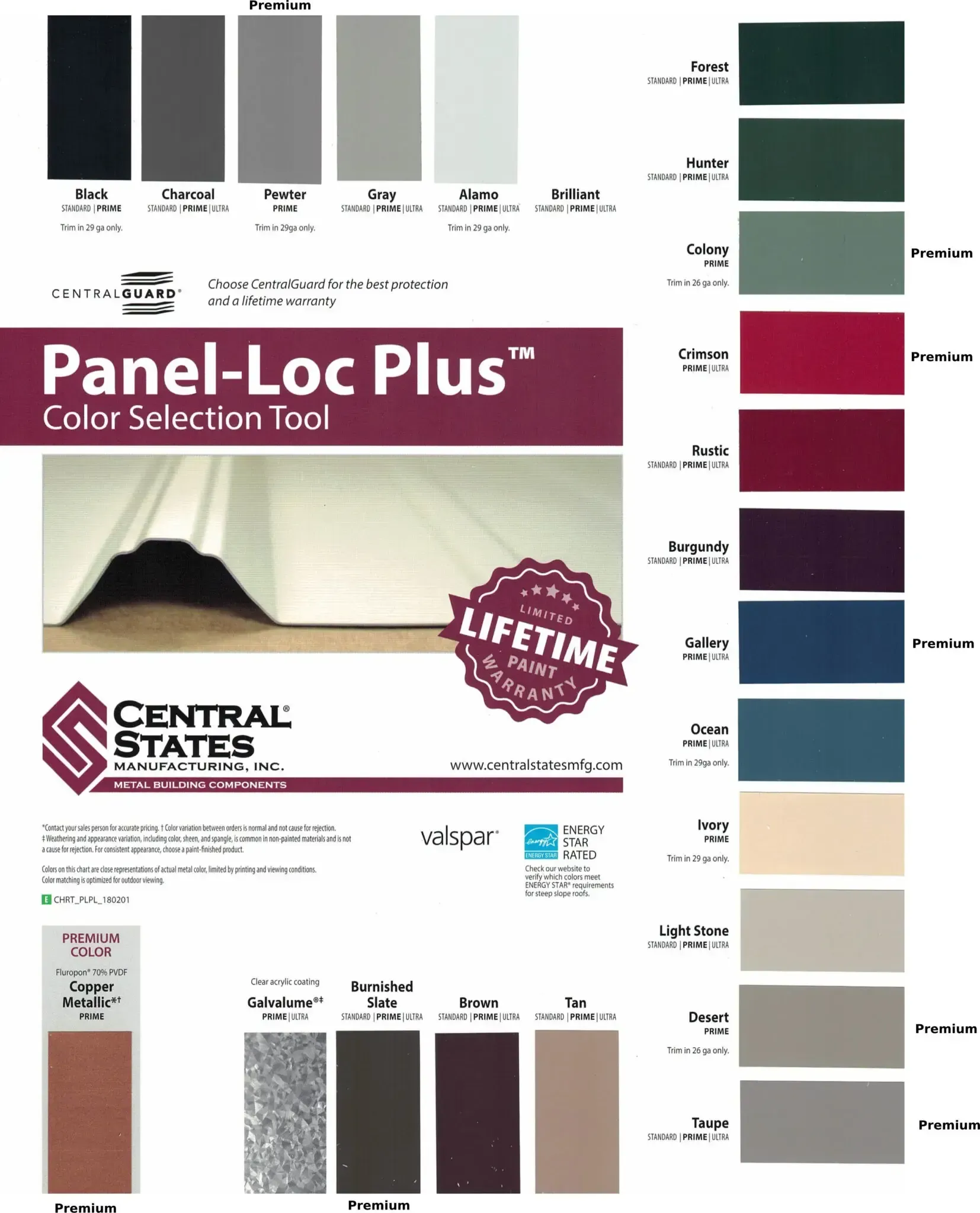 roofing metal samples in various colors