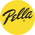 A yellow circle with the word pella on it.