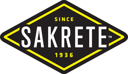 A black and yellow logo for sakrete since 1936
