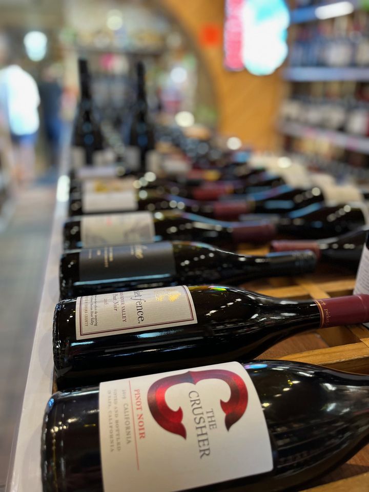 rack of wine in liquor store