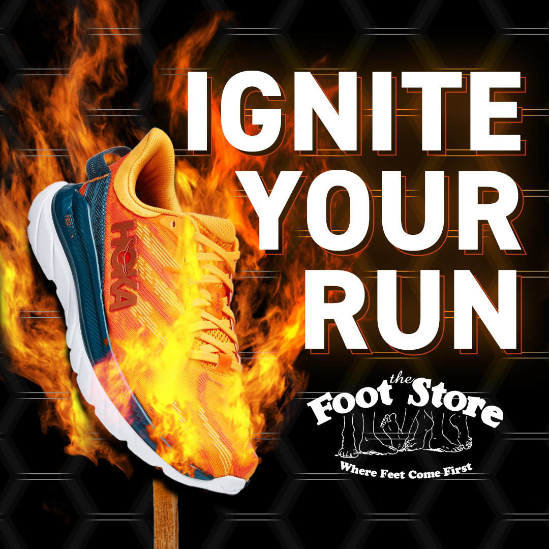 An advertisement for ignite your run by the foot store