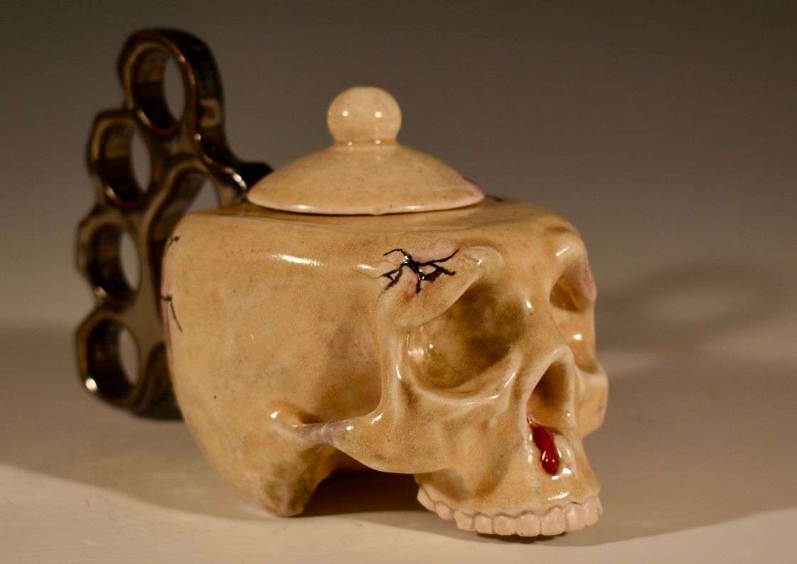 Knock-Out Skull Tea Pot by Emily Hiner