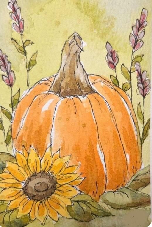 Saturday OCTOBER 31st 1-Hour Class - Watercolor Pumpkin