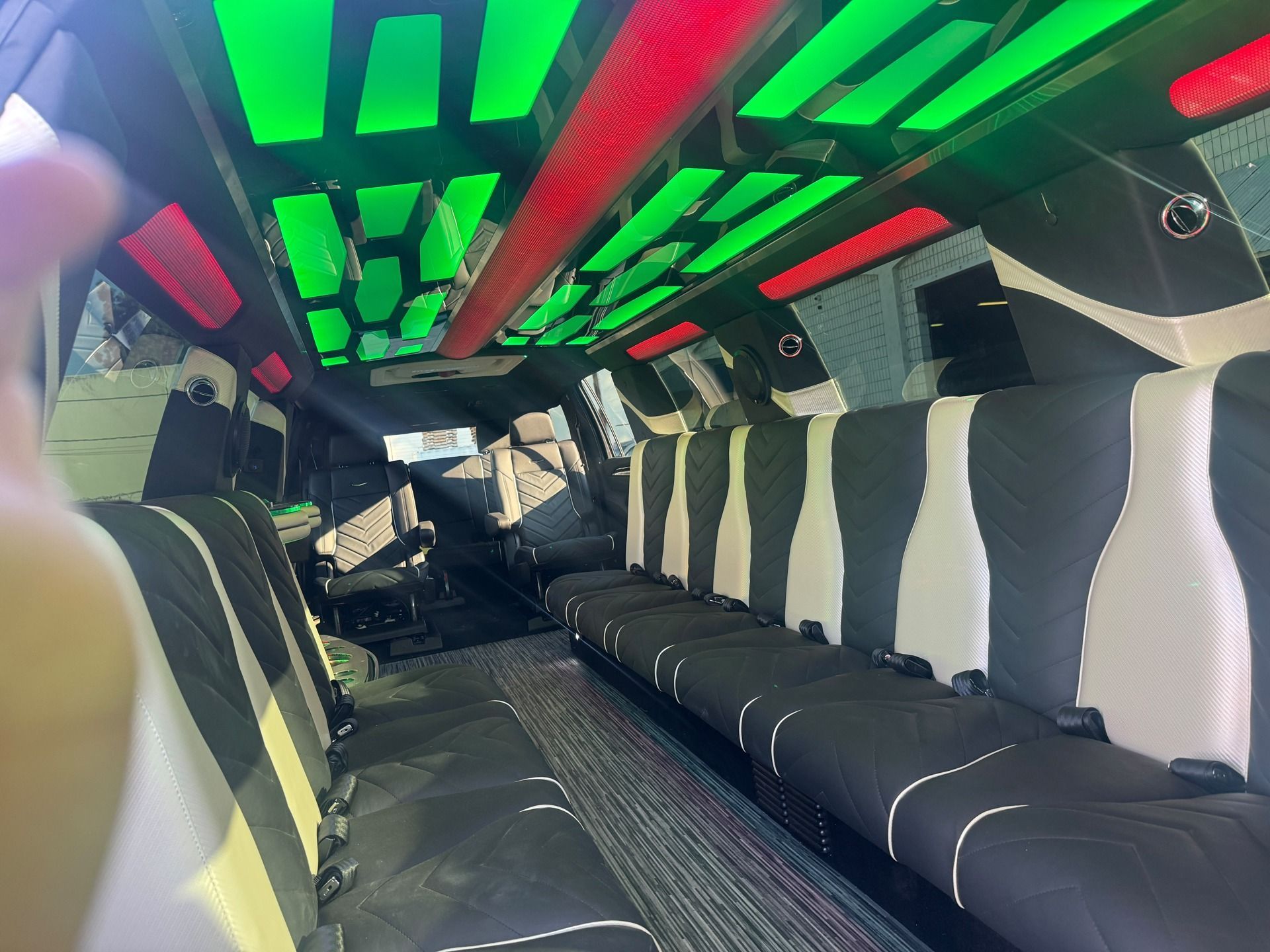 2027 Cadillac Escalade Stretch Limo LED light-show ceiling interior - RPD Limo
