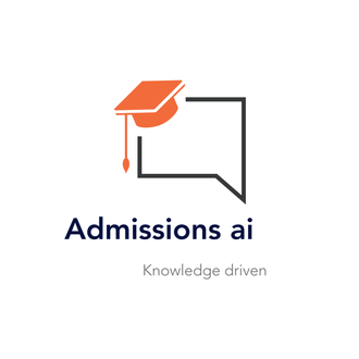Admissions ai logo with orange graduation cap and speech bubble, tagline “Knowledge driven”