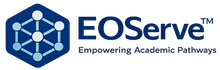 EOServe logo with blue hexagon network icon and tagline “Empowering Academic Pathways”