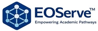 EOServe logo with blue hexagon network icon and tagline “Empowering Academic Pathways”