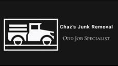 Logo for Chaz&rsquo;s Junk Removal, with a white truck icon and the text &ldquo;Odd Job Specialist&rdquo; on a dark background