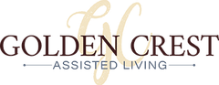 Golden Crest Assisted Living logo in gold and black text