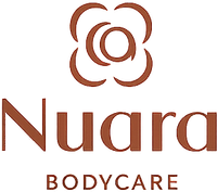 Logo di Nuara Bodycare con icona floreale marrone su sfondo bianco.