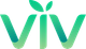a logo for a company called viv with a leaf in the middle .