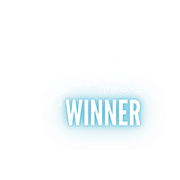 The word winner is glowing in the dark on a white background.