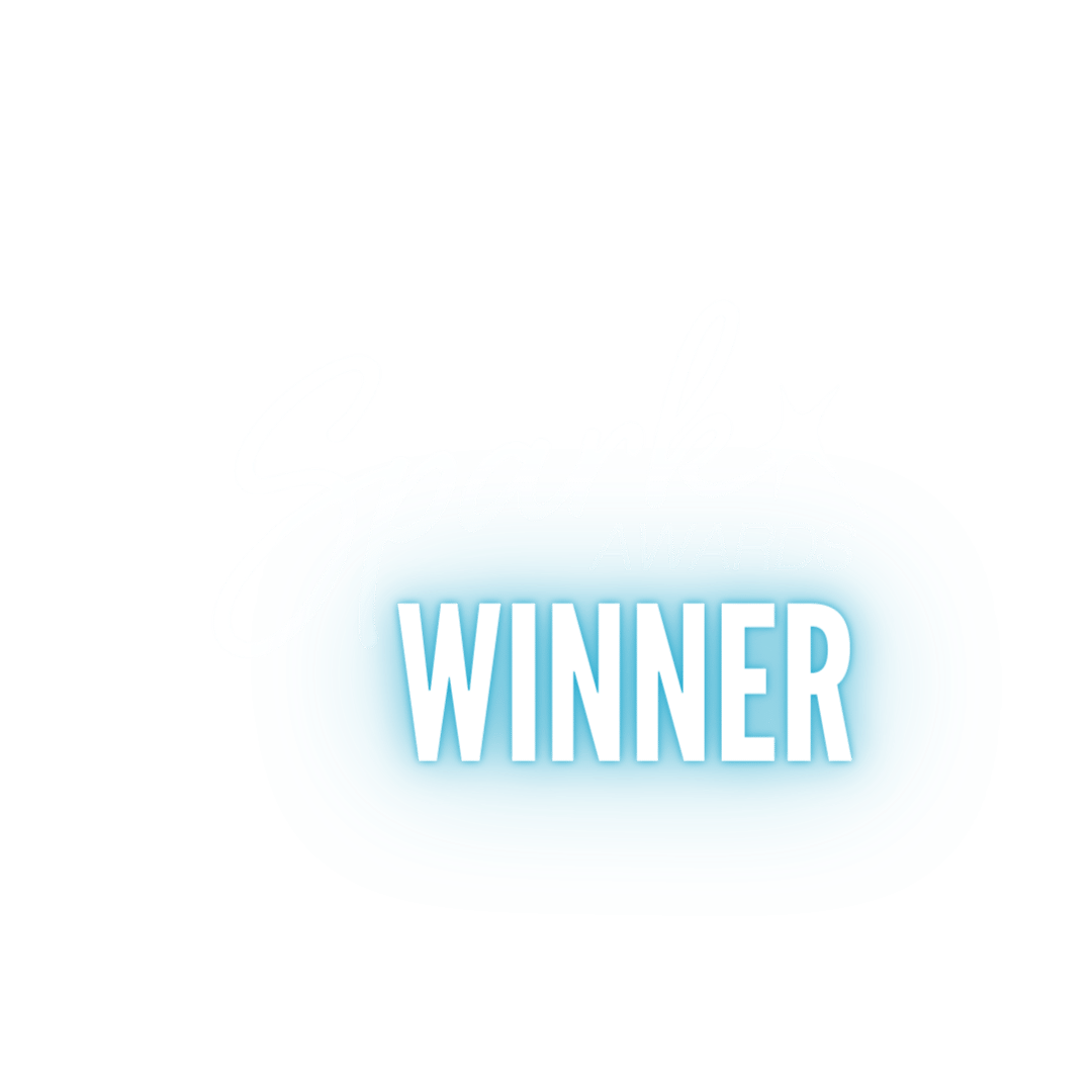 The word winner is glowing in the dark on a white background.