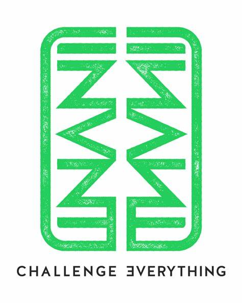 A green logo that says challenge everything on it
