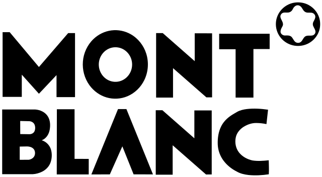 A black and white logo for mont blanc on a white background.