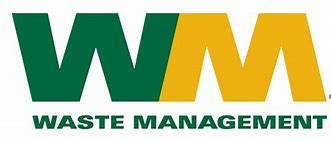 A green and yellow logo for wm waste management