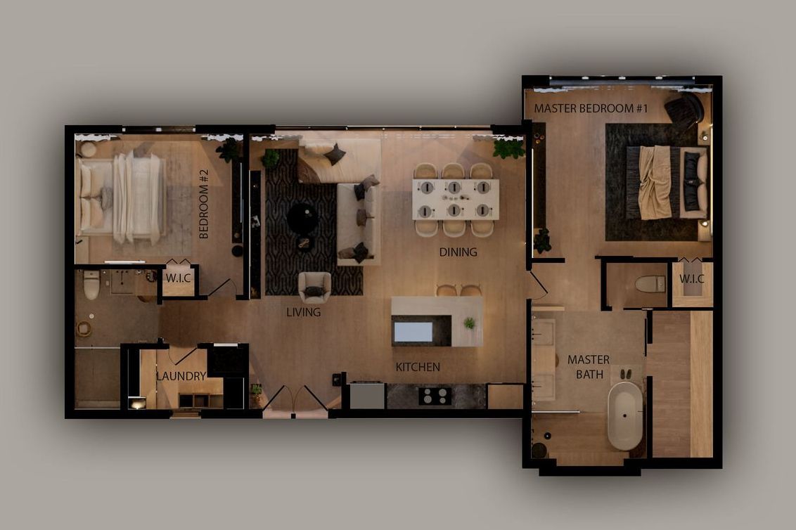 An aerial view of a floor plan of a house