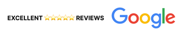 Excellent reviews banner with Google logo and star ratings