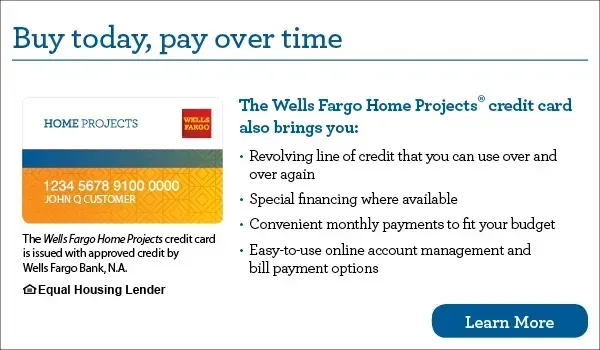 An advertisement for the wells fargo home projects credit card