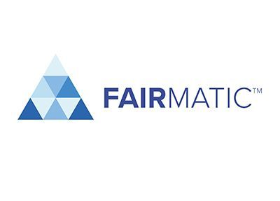 Logo of Fairmatic: a blue triangle made of smaller triangles next to the text