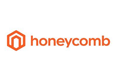 Honeycomb logo: Orange honeycomb icon beside the word