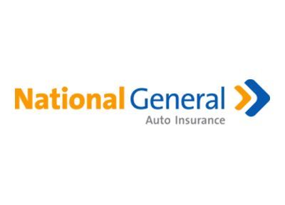 National General Auto Insurance logo with orange and blue text and an arrow.